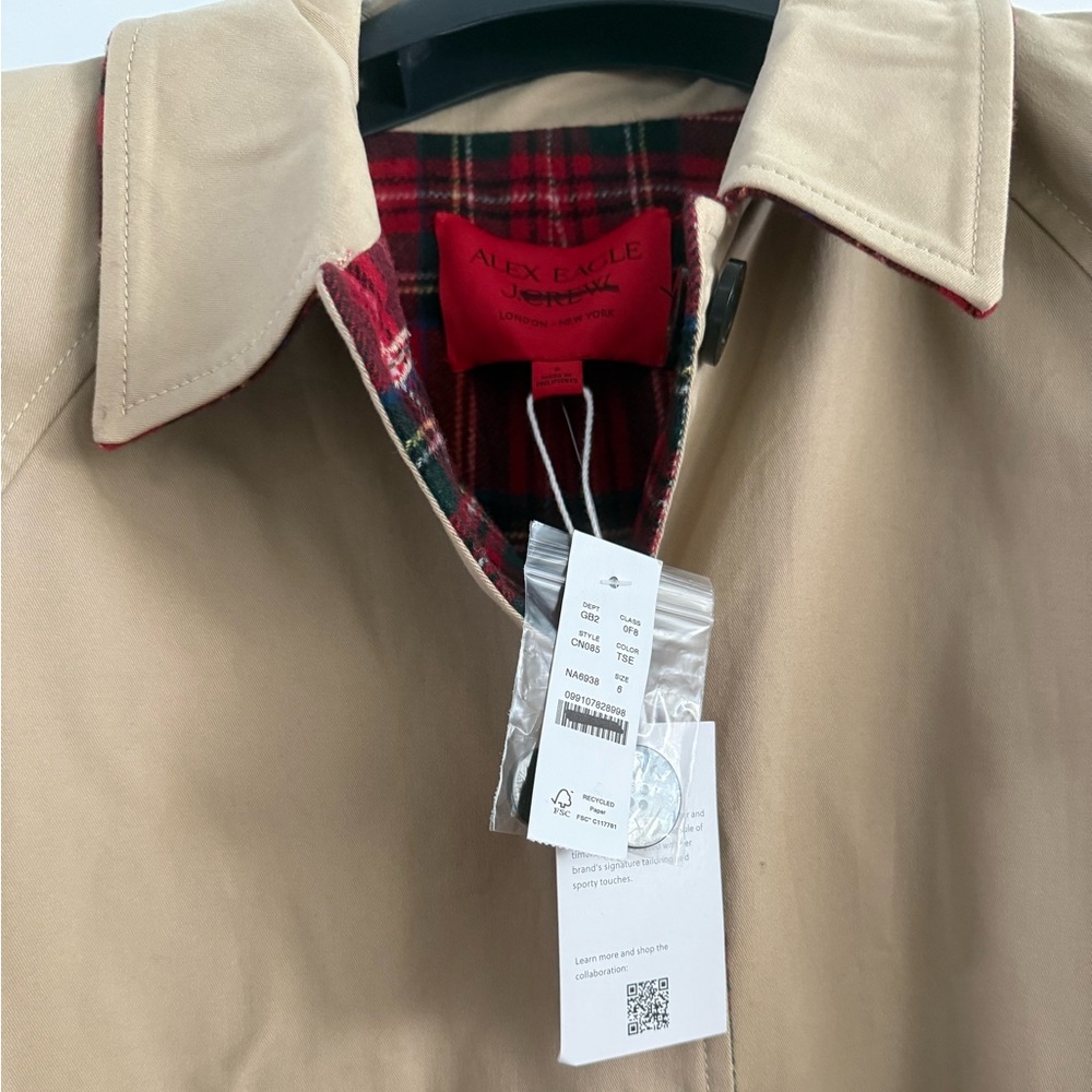 NWT J. Crew Alex Eagle X J.Crew reversible trench coat size 6 - Picture 7 of 8
